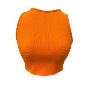 NWT Naked Wardrobe Cropped Sleeveless Top Women's Large Orange